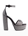 Prada Logo Crystal-embellished Platform Ankle-strap Sandals In Cristal