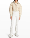 Jacquemus Caraco Layered Ribbed-knit And Quilted Shell Jacket In Light Beige