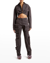 Off-white Cargo Cropped Shirt In Dark Grey