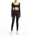 Off-white Flock Monogram Performance Leggings In Black Black