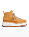 Chloé Lilli Chunky-sole Contrast-laces Leather Boots In 211 Autumnal Brow