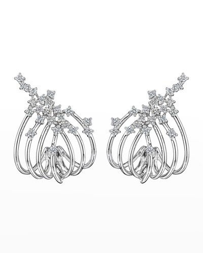 Hueb 18k Luminus White Gold Cuff Earrings With Vs-gh Diamonds