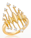 HUEB 18K TRIBAL YELLOW GOLD RING WITH VS/GH DIAMONDS
