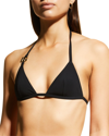 Dolce & Gabbana Embellished Halterneck Triangle Bikini In Black
