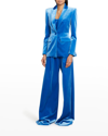 Alex Perry Carington Single-breasted Velvet Blazer In Blue