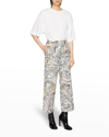 DRIES VAN NOTEN PULLEY SWIRL-PRINT STRAIGHT-LEG ANKLE PANTS