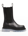 Bottega Veneta 55mm Tire Leather Beatle Boots In Black/clear