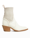 Chloé Nellie Western Sock Ankle Boots In Eggshell