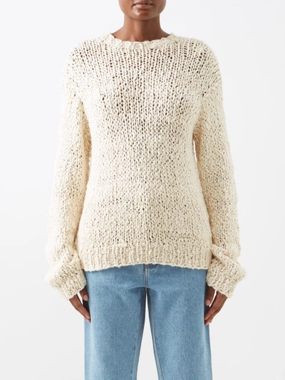 The Elder Statesman Recycled Bouclé Organic-cotton Sweater In Vanilla