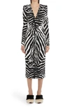 Dolce & Gabbana Ruched Zebra-print Crepe Midi Dress In Hwagn Zebra Nera Fdo.bianc