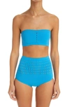 Alaïa Vienne Perforated Seamless Two-piece Swimsuit In Azur