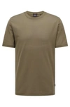 Hugo Boss Mercerised-cotton Short-sleeved T-shirt With Mesh Structure In Light Green