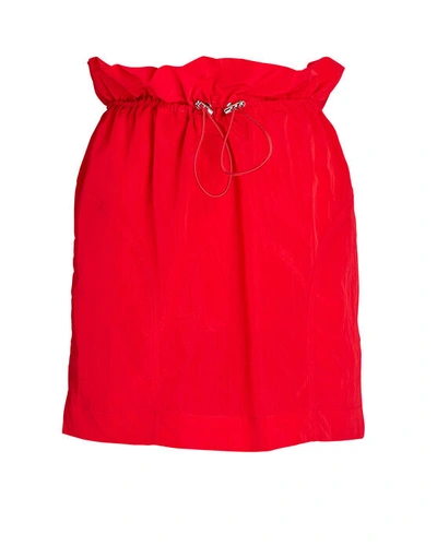 Aknvas Rose Drawstring Mini Skirt In Orange