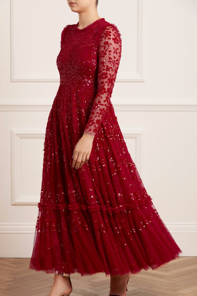 Needle & Thread Margot Ankle Gown In Red