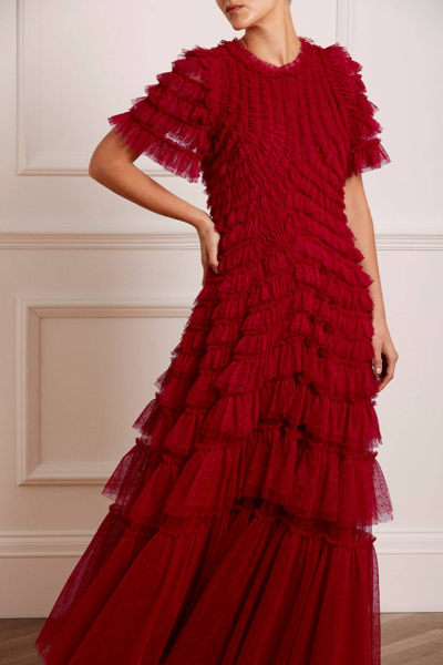 Needle & Thread Valentine Ruffle Gown In Red