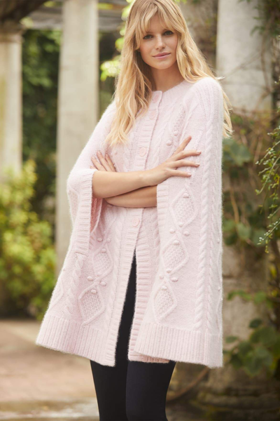 Needle & Thread Sylvie Cable Cape In Pink