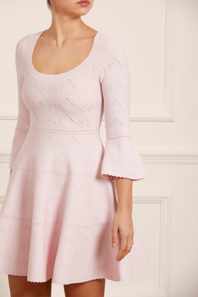 Needle & Thread Pretty Pointelle Knit Scoop Neck Mini Dress In Pink