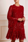 Needle & Thread Heart Lattice Micro Mini Dress In Red