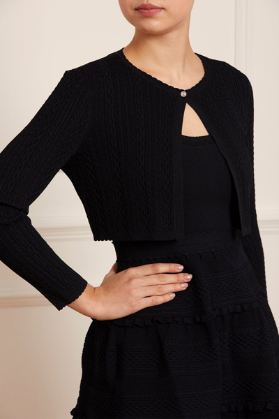 Needle & Thread Textured Knit Crop Cardigan In Black