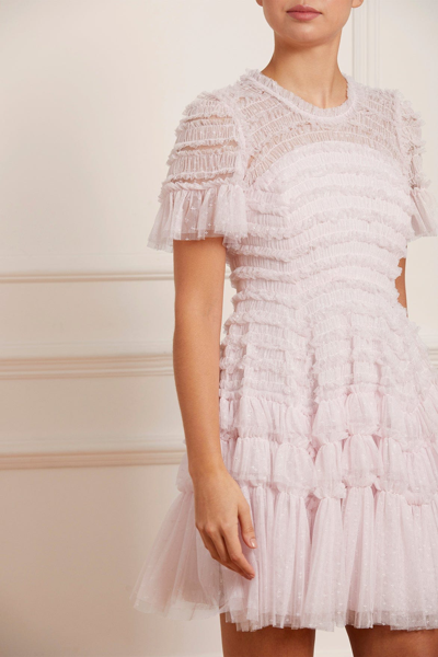 Needle & Thread Valentine Ruffle Micro Mini Dress In Light Pink