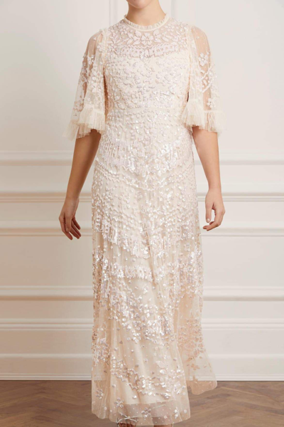 Needle & Thread Anais Sequin-embellished Tulle Gown In Cream