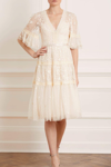 Needle & Thread Lottie Lace Midi Dress In Champagne
