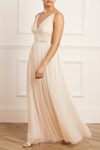 Needle & Thread Aurelia Sequin-embellished Frill-trim Tulle Gown In Champagne