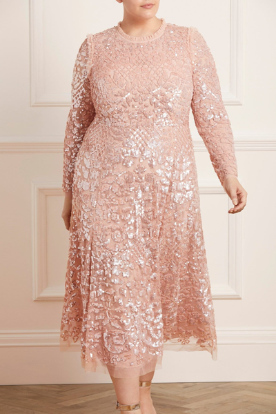 Needle & Thread Aurelia Long Sleeve Ballerina Dress In Coral | ModeSens
