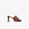 By Far Beliz Croc-effect Leather And Suede Mules In Brown