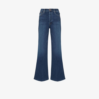 Mother The Tomcat Roller Distressed High-rise Wide-leg Jeans In Blue