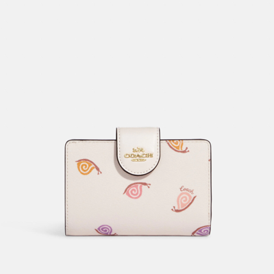 Coach Medium Corner Zip Wallet With Snail Print In White | ModeSens