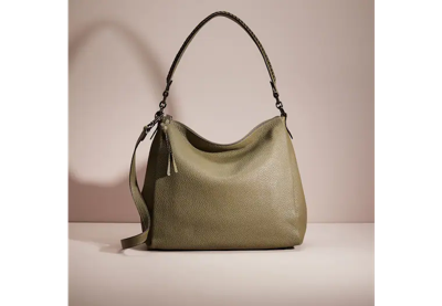 Coach Restored Shay Shoulder Bag With Whipstitch In Pewter/light Fern