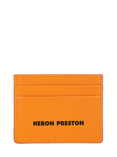 Heron Preston Logo Print Cardholder In Orange