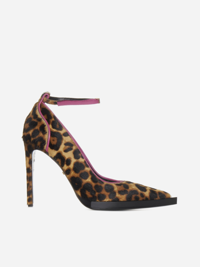 Gcds Bardot Animalier Ponyskin Pumps In Leo