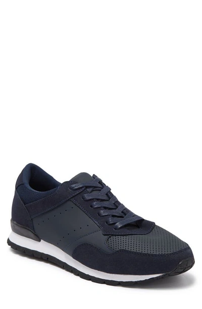 English Laundry Kenneth Leather Perforated Sneaker In Navy