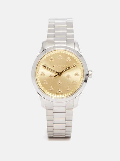 Gucci G-timeless Stainless-steel & Gold Watch In Silver Gold