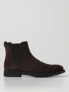 Tod's Round Toe Suede Chelsea Boots With Elastic Side Panels In Dark
