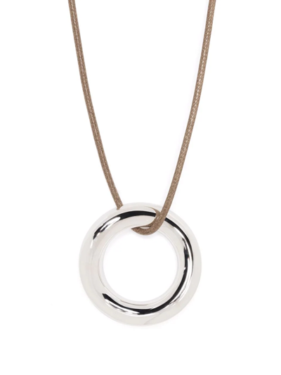 Christofle Idole De  Sterling Silver Pendant Cord Necklace