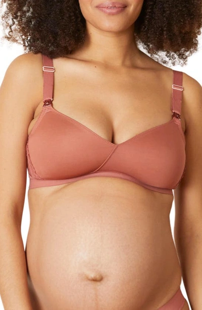 Cache Coeur Serena Wireless Lace Nursing Bra In Terracotta