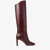 Jimmy Choo Karter 85 Leather Knee-high Boots In Burgundy