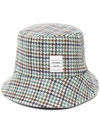 Thom Browne Houndstooth Name Tag Appliqué Bucket Hat In Grün