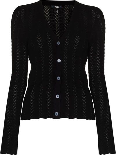 Paige Pointelle Knit Cardigan - Women's - Cotton/nylon/silk In Black