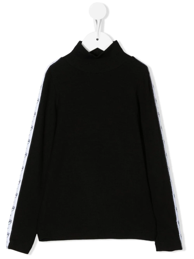 Chiara Ferragni Kids' Logo-tape Knitted Top In 0050 Black