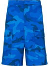 Valentino Blue Camouflage Print Cargo Shorts In Blau