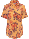 Equipment Short-sleeve Essential Silk Shirt In Orange Cantaloupe Multi