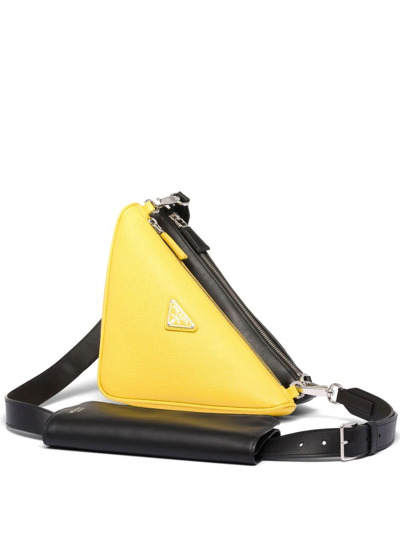 Prada Triangle Double Messenger Bag In Yellow