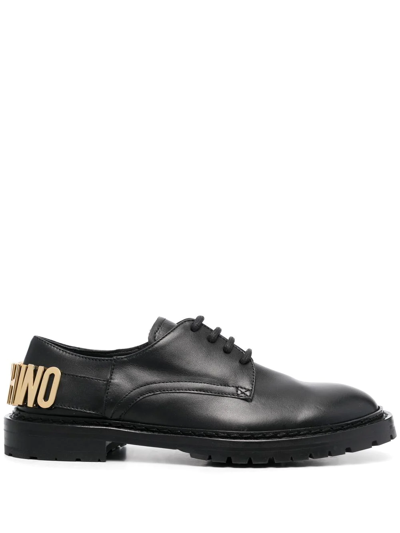 Moschino Logo-lettering Leather Oxfords In Black