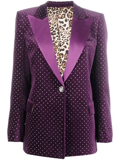 Philipp Plein Crystal-embellished Blazer In Purple