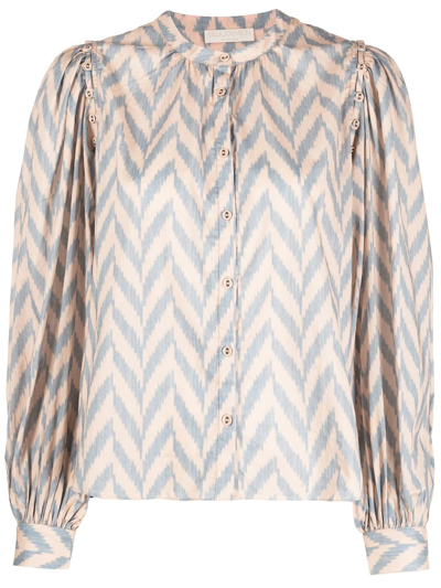 Ulla Johnson Rory Graphic-print Cropped Blouse In Orange