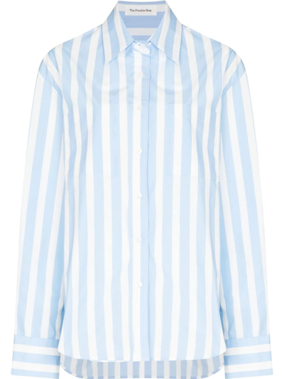 The Frankie Shop Lui Pinstripe-print Long-sleeve Shirt In Blue